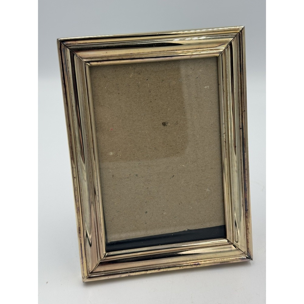 Vintage Gold Tone Metal Picture Frame 3x5 Beveled Tabletop